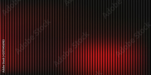 Cuadro en lienzo Dark abstract background with vertical lines, featuring a striking red glow concentrated towards the bottom right, creating an intense visual contrast