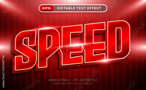 Speed Editable Text Effect Dynamic Red 3D Typography Vector