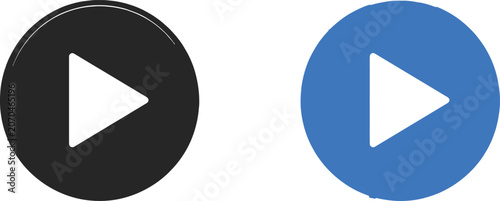 Black and blue play button icons for video player interface