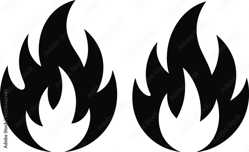 Naklejka premium Two black fire flames burning side by side