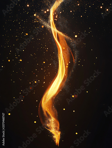 Flying sparks, glowing embers, fire particles