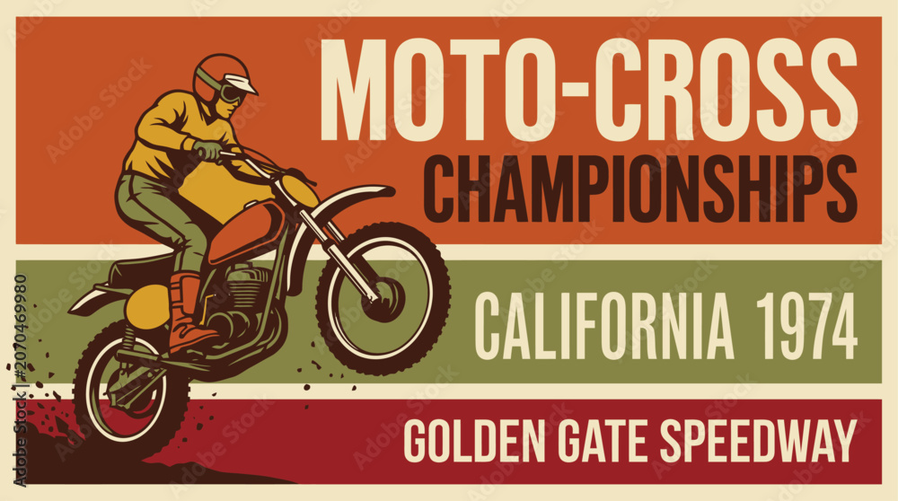 Fototapeta premium Vintage motocross racing championship logo.