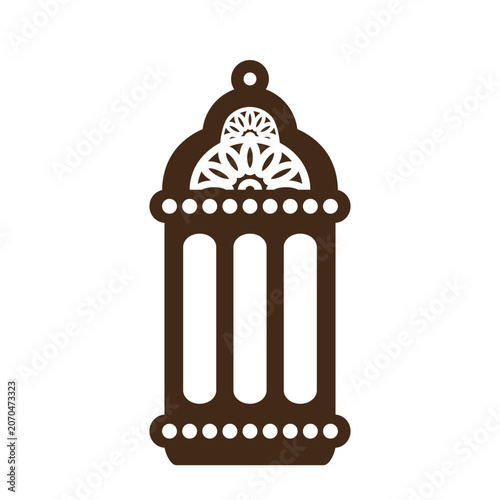 Glyph icon of islamic lantern lamp in flat monochrome for ramadan muslim celebration design graphic