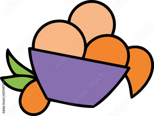 Fruit bowl with assorted oranges and peaches