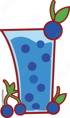 Blueberry juice glass with fresh berries garnish