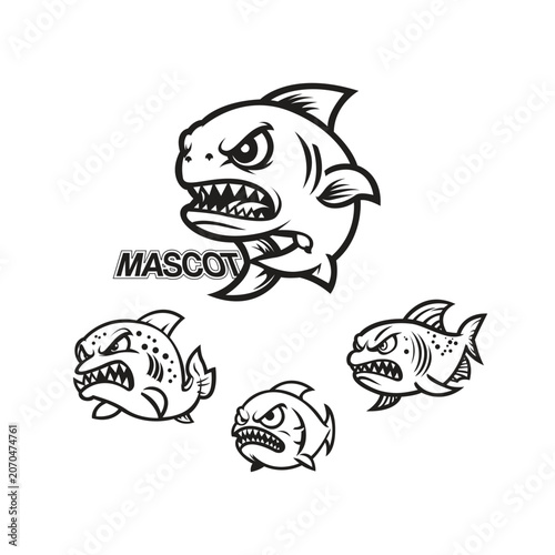 bass fish set logo template