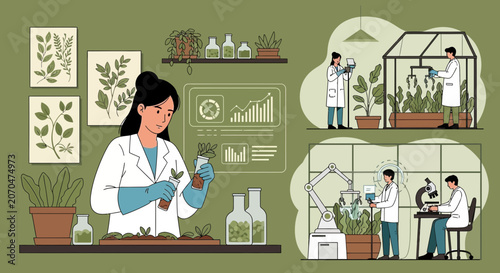 Scientific Plant Research and Laboratory Experiments Illustrated