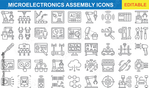 Foto Microelectronics assembly icons set