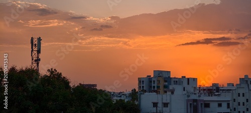 sunset in the city