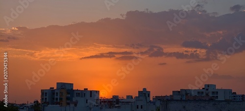 sunset over the city