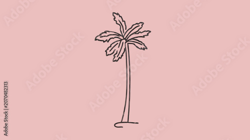 Minimalist palm tree illustration on pink background for design projects