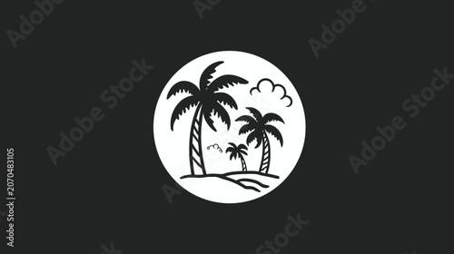 Minimalist palm trees silhouette design against black background