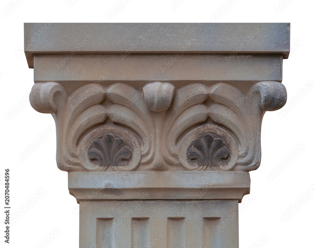 Obraz premium Elements of architectural decoration of buildings, columns, patterns and stucco molding. On the streets in Barcelona, ​​public places.