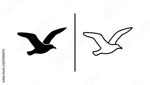 Minimalist Flying Seagull Icon Set Design