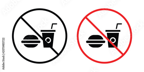 Tableau sur toile No food allowed sign outline drawing and clipart version