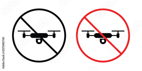 Obraz na plátně No fly drones sign outline drawing and clipart version