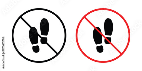 Fotografi No foot print sign outline drawing and clipart version