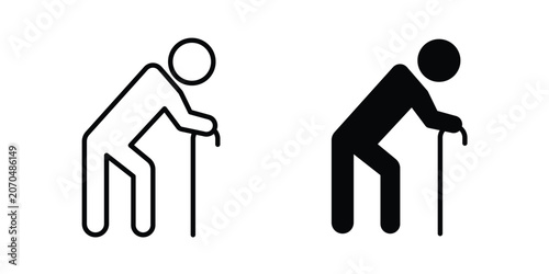 Tableau sur toile old man icon outline drawing and clipart version
