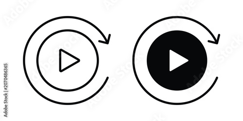 Photos Play again icon outline drawing and clipart version