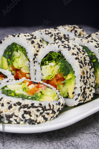 salad with salmon and vegetables