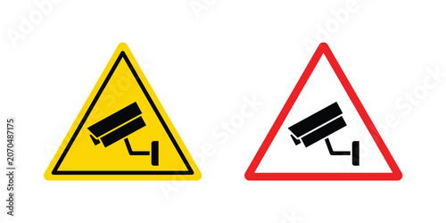 Video surveillance sign outline drawing and clipart version