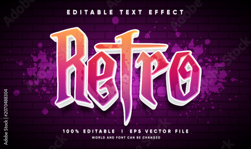 editable retro graffiti vector text effect with modern style