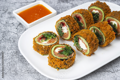 sushi rolls on a plate
