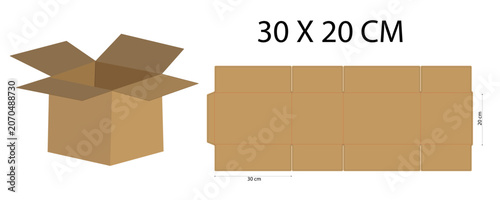 Schilderij op canvas Corrugated Carton Box Packaging Design Template, Editable Die Cut Dieline Vector