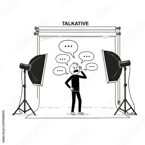 Man talking on phone in studio.