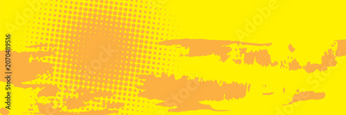 yellow backdrop with dot halftone pattern element. Abstract brush grunge background. retro comic concept for your graphic design, banner or poster.