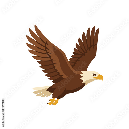 Majestic bald eagle soaring with wings spread wide.