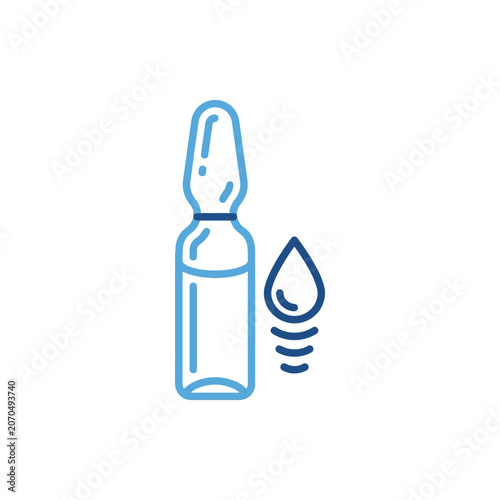 Medical ampoule vial icon with liquid droplet.