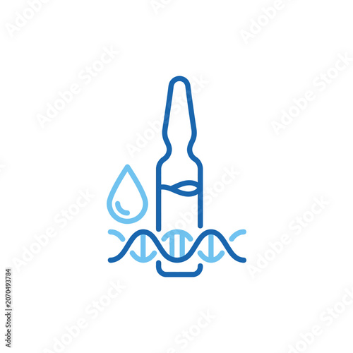 Medical ampoule with droplet and DNA icon