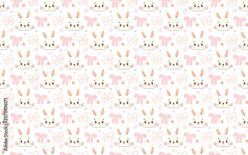 seamless pattern with bunnies and hearts