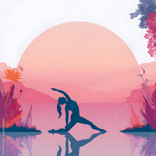 Background for an image featuring yoga practice by a woman in a natural setting on International Yoga Day.