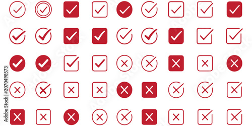 Tableau sur toile Check mark icon button set