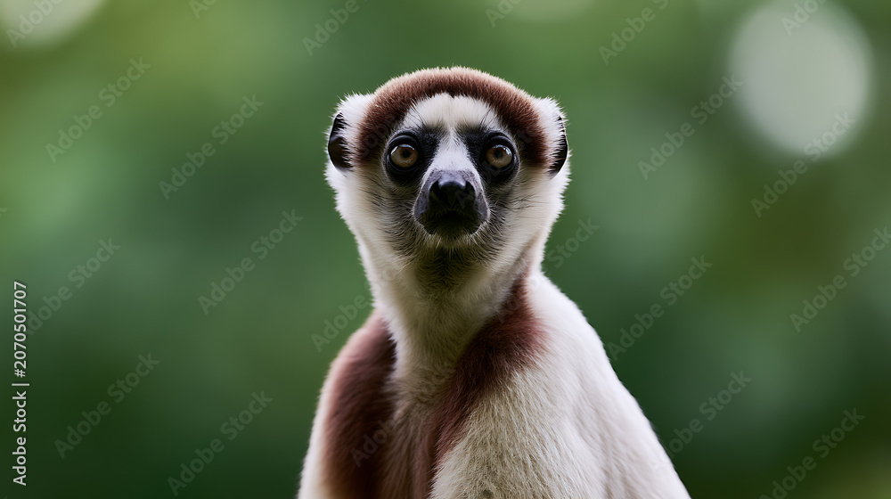 Fototapeta premium The sifaka lemur has white and brown fur
