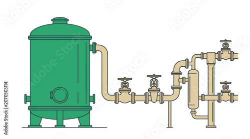 Industrial Water Filtration System Vector Illustration