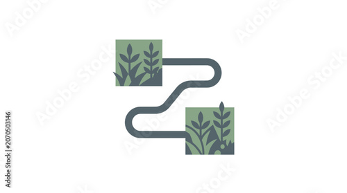Abstract Path with Botanical Foliage Vector Illustration