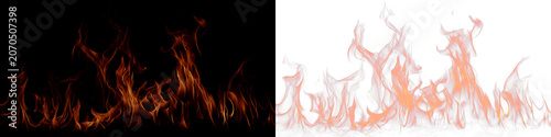 Burning blaze flame effect with dynamic motion glowing embers and fiery atmosphere suitable for abstract overlay and commercial illustration applications