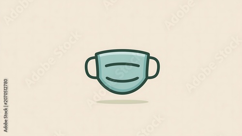 Medical face mask icon isolated on beige background