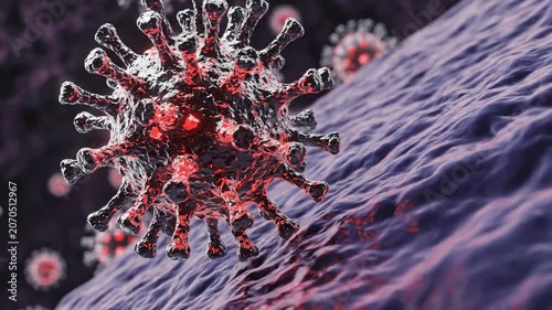 Menacing Coronavirus Approaching Host Cell Membrane