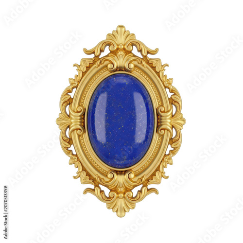 Tableau sur toile Elegant gold-framed oval lapis lazuli brooch