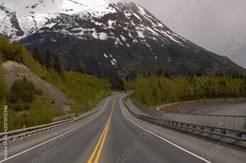 Seward highway in Alaska in the Chugach mountains along the turnagain arm.