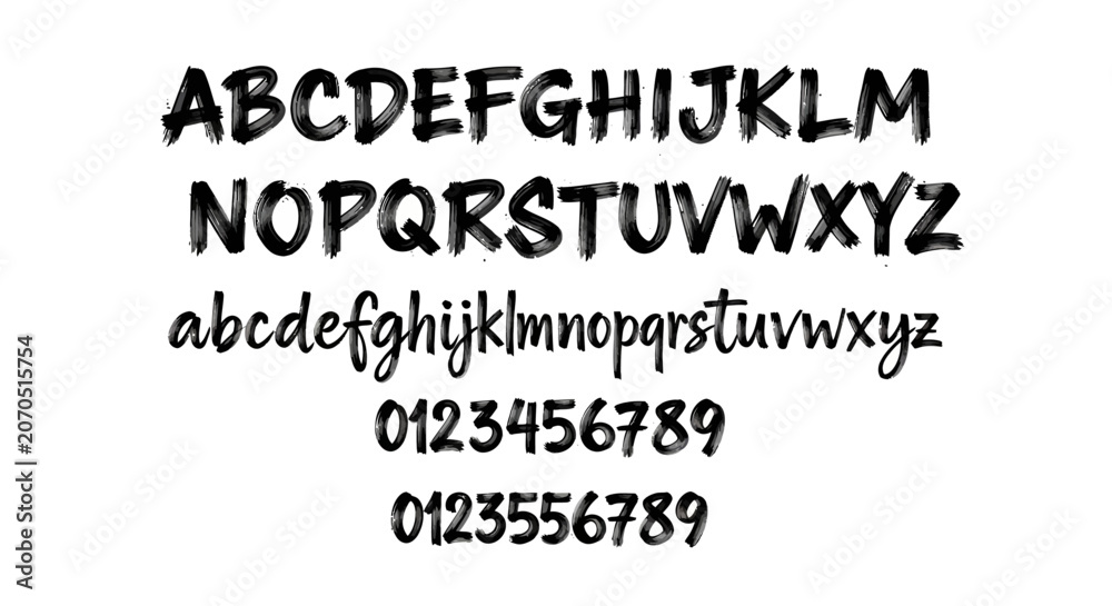 Obraz premium Alphabet and number typography set in clean sans serif font.