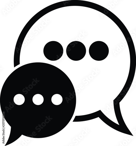 Chat icon with overlapping speech bubbles vector illustration