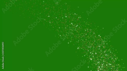 Golden Glitter Trail Transition with Star Sparkles, 4K Loop, Green Background