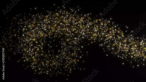 Magical Golden Glitter Swirl with Fairy Sparkles, 4K Loop, Black Background