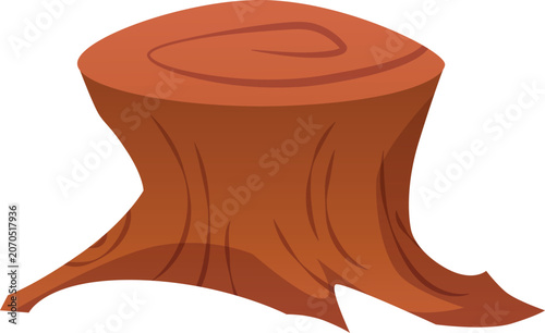 Fotografie Tree stump vector flat icon, cartoon wood stump, felled tree, cut out trunk tree