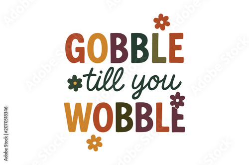 Konstfotografi Thanksgiving Typography With Floral Ornaments Vector Illustration